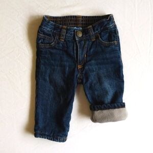 old navy fleece lined straight leg denim jeans 6-12 months baby unisex
